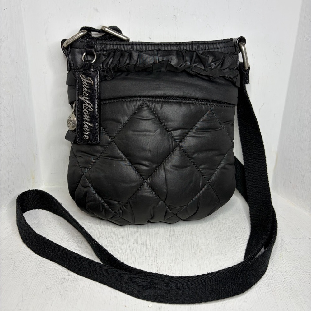 Vintage 2010 Juicy Couture Leather/Nylon Crossbody - Black/Silver